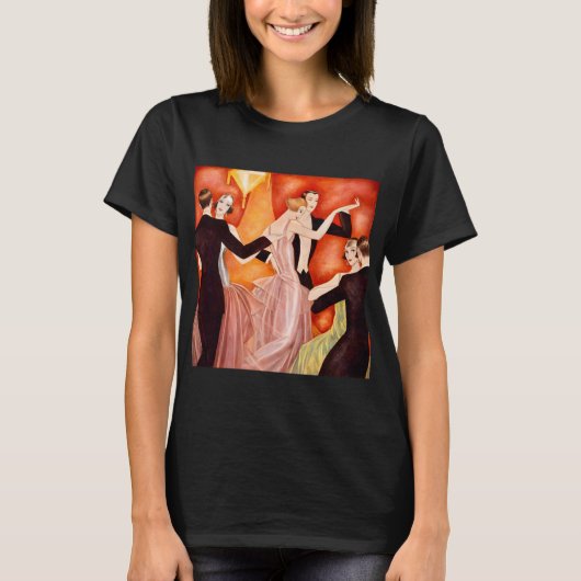 アールデコ調のダンスカップル 1920年代のボールルーム Tシャツ (正面)