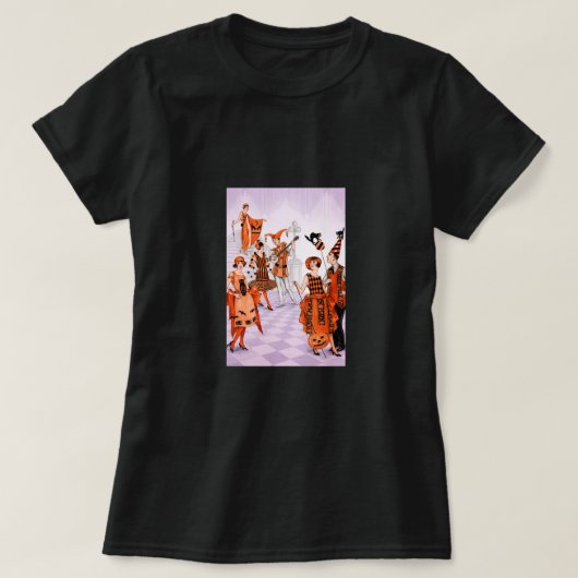 アールデコ調のハロウィンイラスト – 1920年代ビンテージ Tシャツ (デザイン正面)