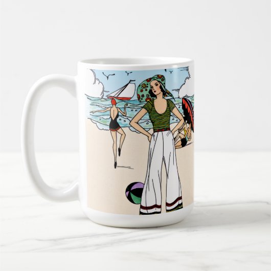 アールデコ調のビンテージ海岸イラスト 1920年代コースト コーヒーマグカップ (左)