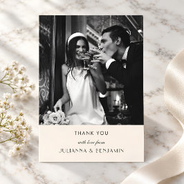 アールデコ調のフォトギフト  豪華な黒と象牙色の結婚式の記念品 サンキューカード