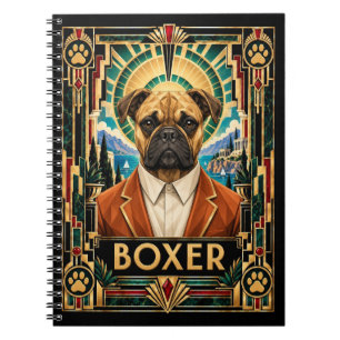 アールデコ調のボクサー犬 ノートブック