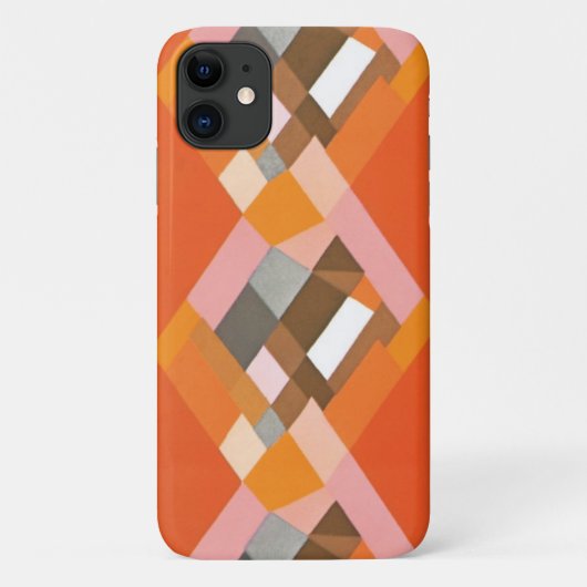 アールデコ調のレトロなジャズオレンジのダイヤ柄 Case-Mate iPhoneケース (裏面)