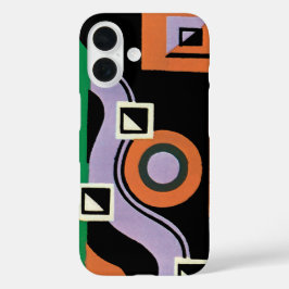 アールデコ調のヴィンテージアート ポワチョワール ジャズイラスト パターン iPhone 16ケース
