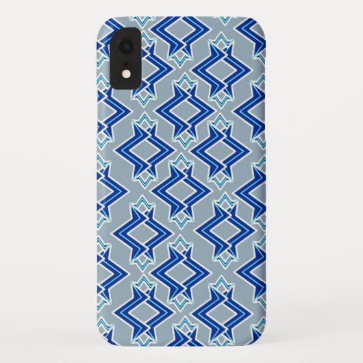 アールデコ調の壁紙パターン グレーとブルー Case-Mate iPhoneケース (裏面)