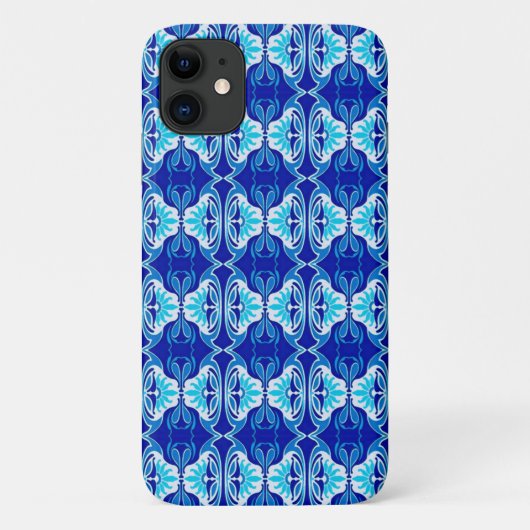 アールデコ調の壁紙パターン - コバルトブルーとホワイト Case-Mate iPhoneケース (裏面)