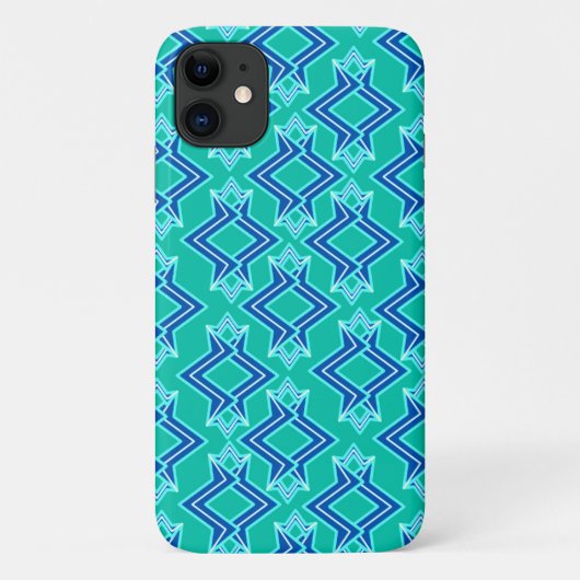 アールデコ調の壁紙パターン ターコイズブルーとコバルトブルー Case-Mate iPhoneケース (裏面)