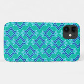 アールデコ調の壁紙パターン ターコイズブルーとコバルトブルー Case-Mate iPhoneケース (裏面(横))