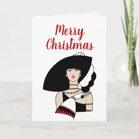 アールデコ調の帽子と手袋の女性 クリスマス (正面)