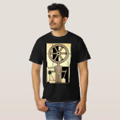 アールデコ調の産業革命期の歯車と機械作業員 Tシャツ (正面フル)