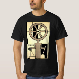 アールデコ調の産業革命期の歯車と機械作業員 Tシャツ