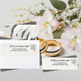アールデコ調の結婚式用返信先ラベル ラベル