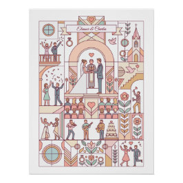 アールデコ調の絵本のような結婚式 ポスター