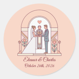 アールデコ調の絵本のような結婚式 ラウンドシール