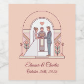 アールデコ調の絵本のような結婚式 ワインラベル (シングルラベル)