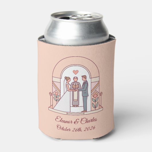 アールデコ調の絵本のような結婚式 缶クーラー (缶正面)