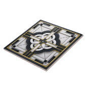 アールデコ調の美しい黒白金色デザイン タイル (側面)