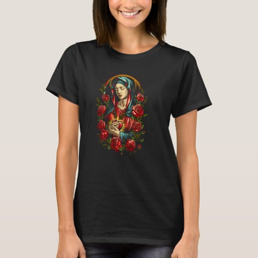 アールデコ調の聖母マリア Tシャツ (正面)