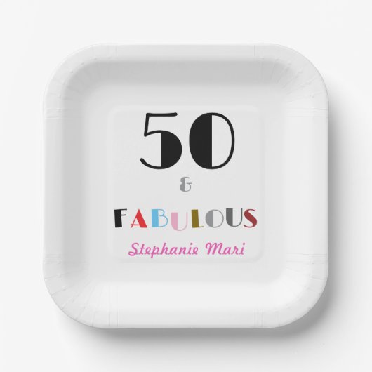 アールデコ調の華やかな50歳の誕生日パーティー ペーパープレート (正面)