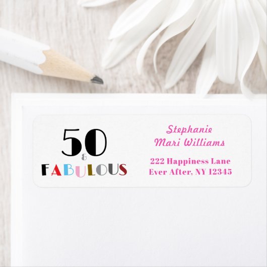 アールデコ調の華やかな50歳の誕生日用住所ラベル ラベル (インサイチュ)