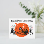 アールデコ調の黒猫のハロウィンパレード ポストカード (スタンド正面)