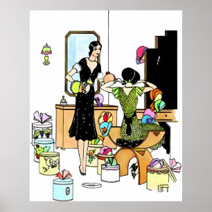 アールデコ調の1920年代の帽子屋のイラスト ポスター
