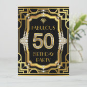 アールデコ調の50歳の誕生日パーティー 招待状 (スタンド正面)