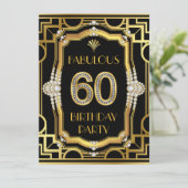 アールデコ調の60歳の誕生日パーティー 招待状 (スタンド正面)