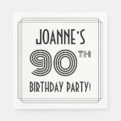 アールデコ調の90歳の誕生日パーティー 名前入り スタンダードランチョンナプキン (正面)