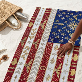 アールデコ調アメリカ国旗 | アメリカ合衆国 ビーチタオル
