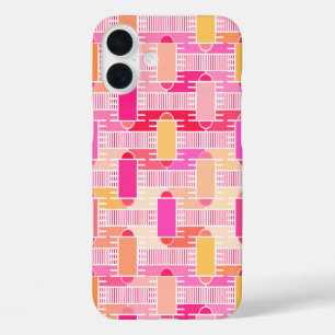 アールデコ調インダストリアルチック - ピンク、ピーチ、ゴールド iPhone 16 PLUSケース