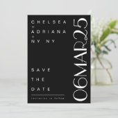 アールデコ調タイポグラフィー 黒白の結婚式 セーブザデート (スタンド正面)