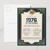 アールデコ調 1976年卒業 50周年高校同窓会 ポストカード (正面/裏面)