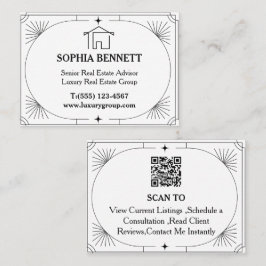 アールデコ調QRコード付き不動産名刺 名刺