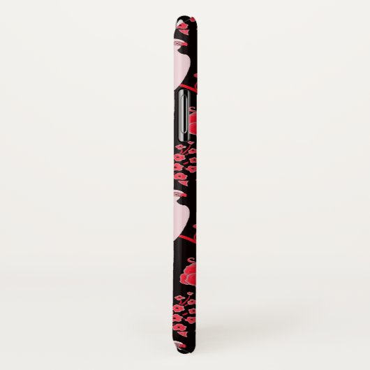 アールデコ赤い花、白いオウムと黒 Case-Mate iPhoneケース (裏面/右)