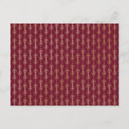 アールデコ赤と金ゴールド模様 ポストカード (正面)