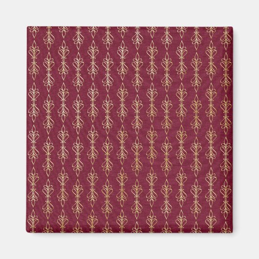 アールデコ赤と金ゴールド模様 マグネット (正面)