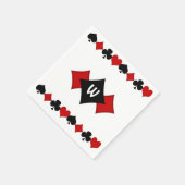 アールデコ赤と黒のカードスーツ – モノグラムの スタンダードカクテルナプキン (角)