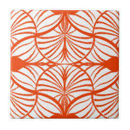 アールデコ赤エレガントと白のガッシュホタテ タイル