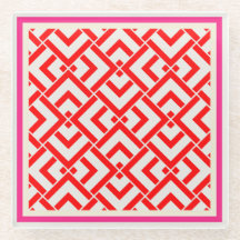 アールデコ赤プリント色鮮やか