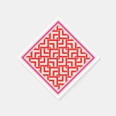 アールデコ赤プリント色鮮やか スタンダードカクテルナプキン (角)