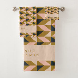 アールデコ赤面金ゴールドブラック結婚ズカスタム バスタオルセット