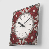 アールデコ赤 スクエア壁時計 (傾斜)