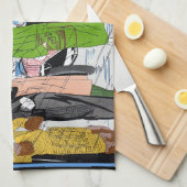 アールデコ通りシーン キッチンタオル (四つ折り)