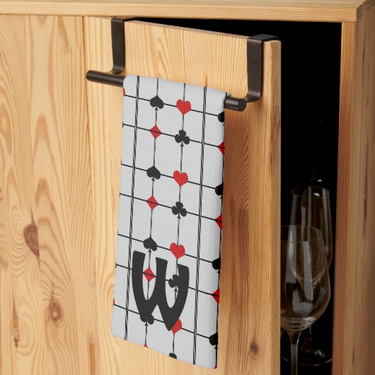 アールデコ遊のカードがv2に適合モノグラムの キッチンタオル (三つ折り)