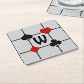 アールデコ遊のカードがv2に適合モノグラムの スクエアペーパーコースター (アングル)