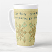 アールデコ金ゴールドとティール（緑がかった色）フランスのヴィンテージアート カフェラテマグ (左アングル)