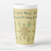 アールデコ金ゴールドとティール（緑がかった色）フランスのヴィンテージアート カフェラテマグ (正面)