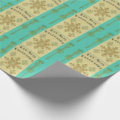 アールデコ金ゴールドとティール（緑がかった色） フランスの ラッピングペーパー (角)