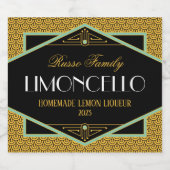 アールデコ金ゴールドとブラックリキュールラベル リキュールボトルラベル (シングルラベル)