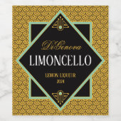 アールデコ金ゴールドとブラックリキュールラベル ワインラベル (シングルラベル)